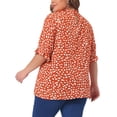 thumbnail image 4 of DARING DIVA Women's Plus Polka Dots Print Ruffle Hem Mock Neck Blouse 1X Orange, 4 of 6