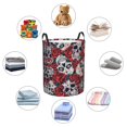thumbnail image 3 of DouZhe Waterproof Collapsible Large Laundry Baskets, Vintage Red Rose Skull Prints Circular Hamper with Handles, 3 of 6