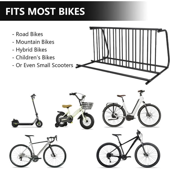 Towallmark Commercial Grid Bike Rack – 61-Inch Floor Stand Bicycle Rack with Dual-Sided 10-Bike Capacity for Garages, Stores, Schools, and Universities