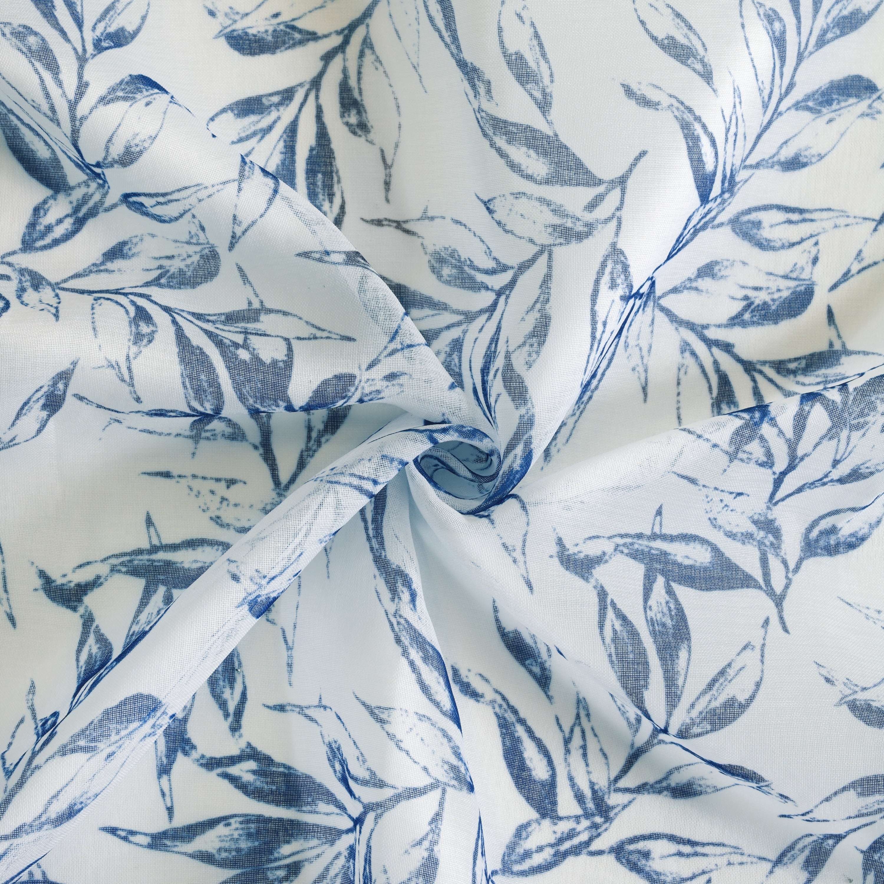 Jennifer Sheer Botanical Print Grommet Curtain Panel 52" x 63" in Indigo