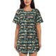 thumbnail image 1 of Fotbe UAE Travel1 1 Conjunto de Pijama Estampado para Mujer, 2 Piezas, Ropa de Dormir con Camiseta de Manga Corta y Shorts Suaves-Large, 1 of 6