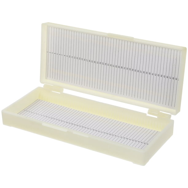 Caja de almacenamiento de 50 cuadrículas Caja de almacenamiento profesional Caja de almacenamiento de portaobjetos Caja de almacenamiento de diapositivas (Color aleatorio)