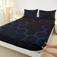 thumbnail image 3 of jejeloiu Colorful Hexagon Honeycomb Bed Sheets,Modern Abstract Geometric King Sheets,Multicolor Ombre Sheet Set For Men Women,Ultra Soft Home Decor,4pcs, 3 of 7