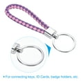 thumbnail image 3 of Braided Leather Keychain with Stainless Steel Key Ring, PU Woven Wristlet Lanyard, Pink Purple, 3 of 5