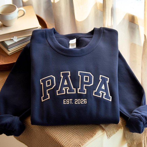 Papa Embroidered Sweatshirt, Father's Day Gift, Est Crewneck