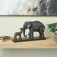 thumbnail image 2 of 20" x 11" Black Resin Walking Elephant Sculpture with Dark Brown Deer, by DecMode, 2 of 9