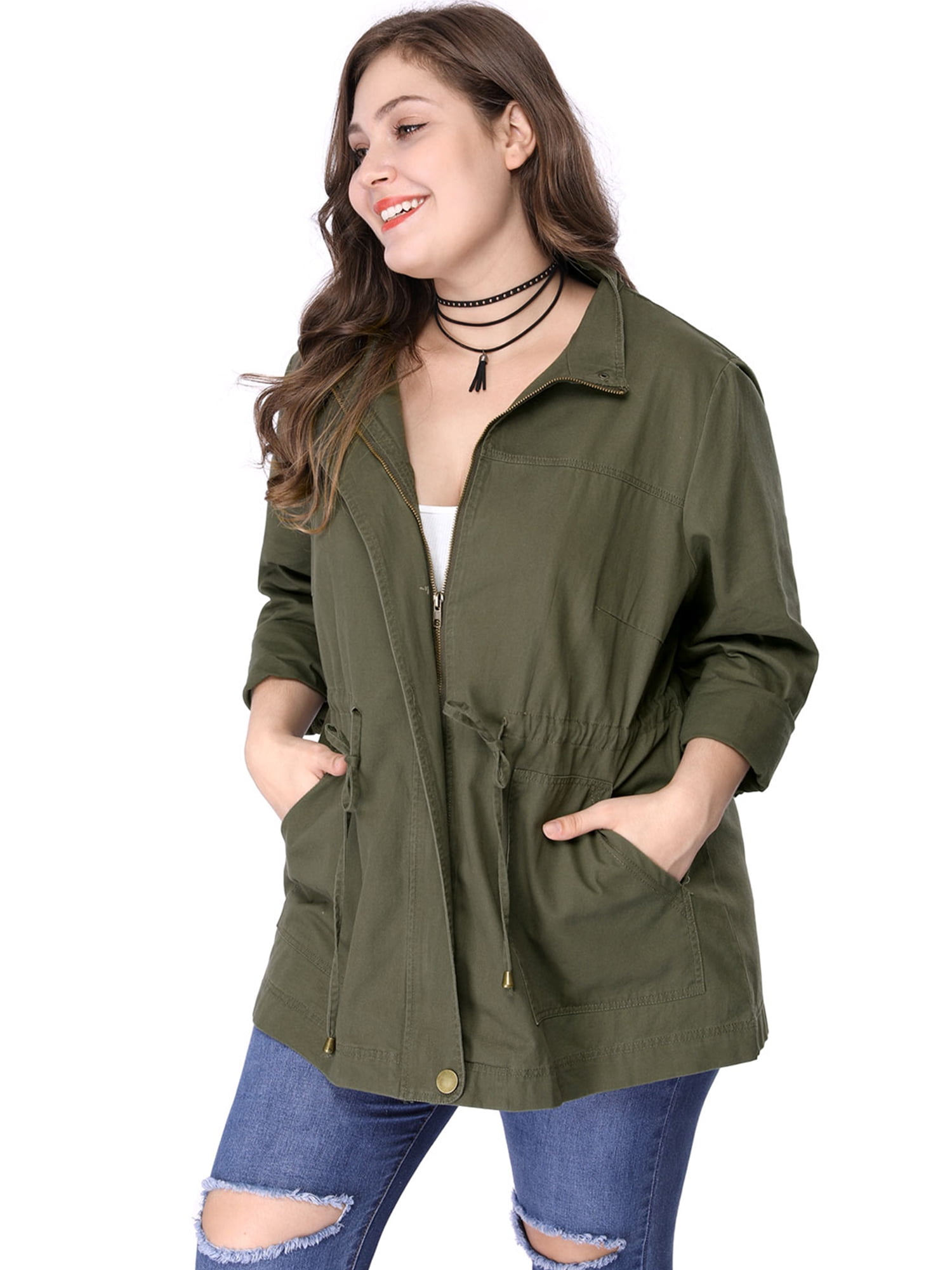 plus size green utility jacket
