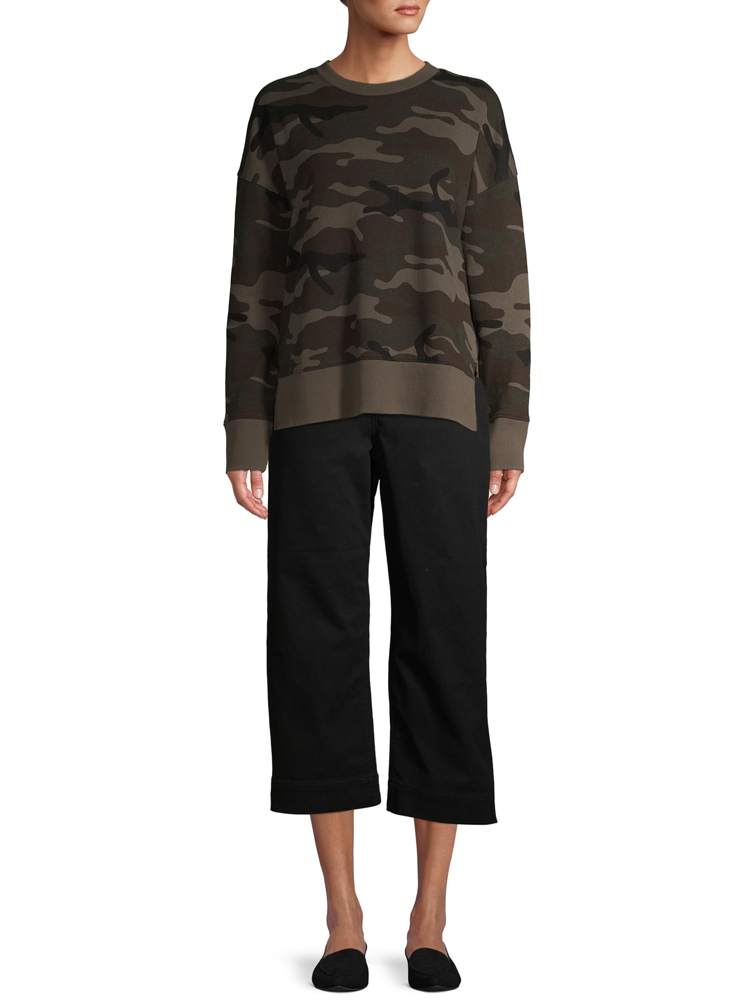 Time and Tru Women s Crewneck Sweatshirt with Long Sleeves
