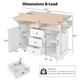 thumbnail image 2 of Chariot Îlot de Cuisine Grand de 55,7 Po avec 2 Rallonges Rabattables, Chariot de Cuisine Roulant sur 5 Roues avec Prise de Courant, Table de Salle à Manger Pliante de Rangement pour Cuisine, Salle à Manger, Blanc, 2 of 10