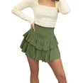 thumbnail image 3 of Liacowi Women Pleated Mini Skirt High Elastic Waisted Ruffle Summer Flowy Casual Cotton Skater Skirts, 3 of 9