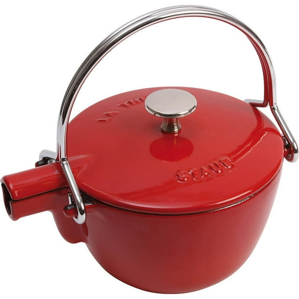 Staub Cast Iron 1qt Round Tea Kettle Cherry