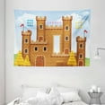 thumbnail image 1 of Children Tapestry, Video Game Background with Castle Leisure Hobby Activity Kids Youth Design, Wall Hanging for Bedroom Living Room Dorm Decor, 80W X 60L Inches, Light Caramel Blue, by Ambesonne, 1 of 2