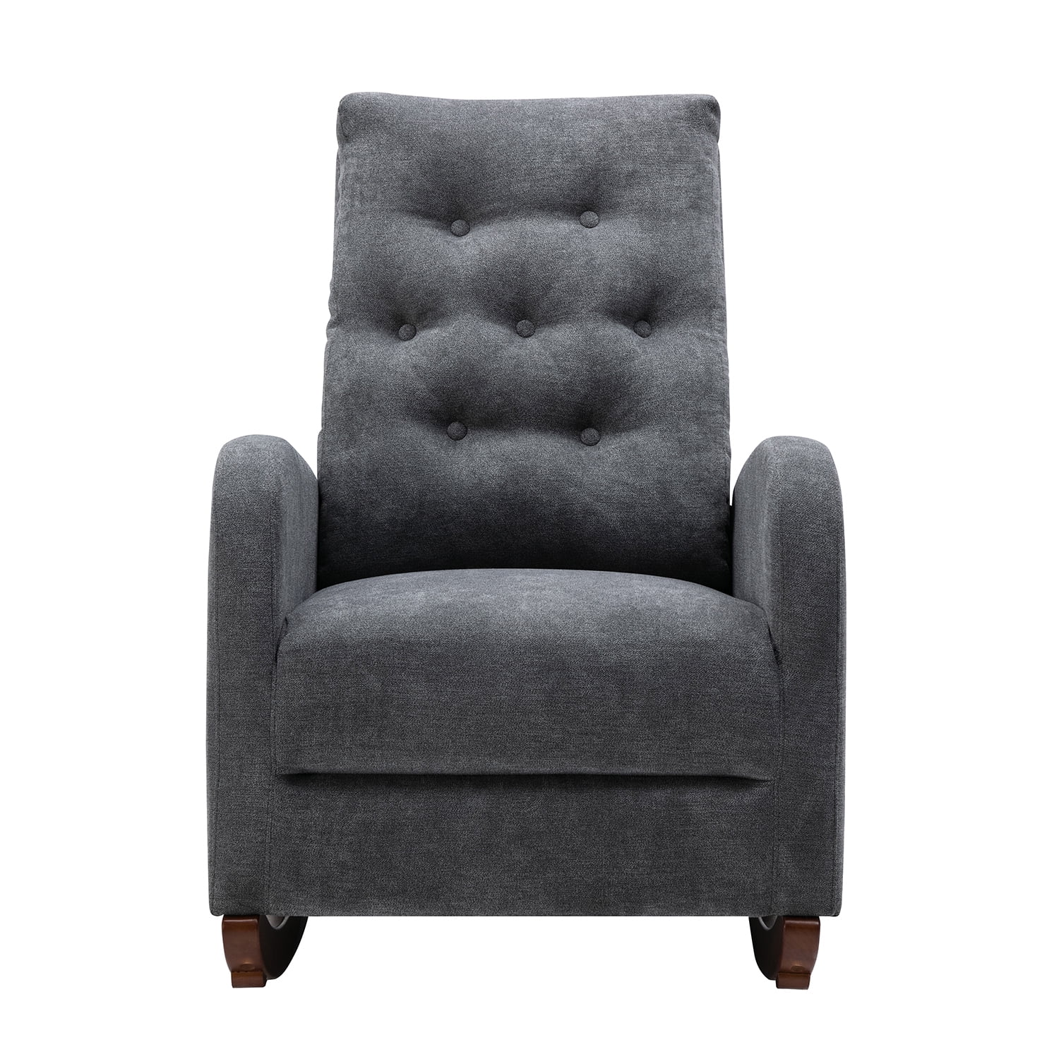 Kadyn High Back Rocking Chair, Modern High Back Armchair for Living Room, Velvet Rocking Chair with Side Pockets, Dark Gray Kadyn High Back Rocking Chair, Modern High Back Armchair for Living Room, Velvet Rocking Chair with Side Pockets, Dark Gray