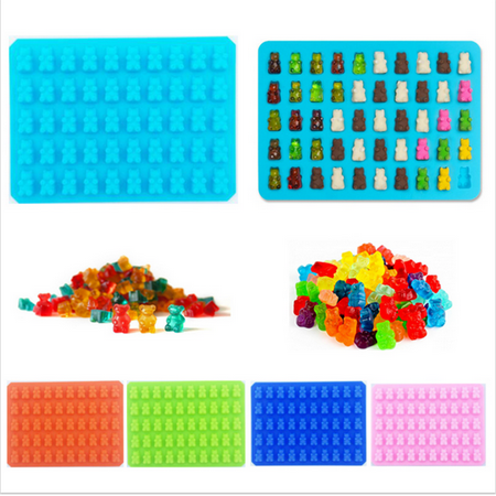 Gummy Bear Molds, 50 Cavity Soft Non-Stick Candy Desserts Mold Trays, Heat Resistant Homemade Making Molds with a Dropper, Chocolate, Flavored Ice, Jelly, Ice Cream Making (Best Mold Making Material)