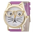 thumbnail image 2 of Cool Kitty Cat with Glasses Purple Band Cat Lovers Novelty Watch-214-PU, 2 of 3