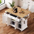 thumbnail image 1 of K&K 47" White Kitchen Island - Rolling Cart with Drop Leaf & Storage, 1 of 6