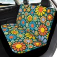 thumbnail image 4 of Xoenoiee Car Seat Covers for Front and Rear 4 PCS Set Vehicle Bucket Seat Cover Hippie Flowers Print Auto Seat Cover Split Rear Bench Seat Protector Universal Fit, 4 of 7