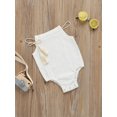 thumbnail image 3 of Chollius Baby Girl's Sling Romper Sleeveless Tassel Rope Decoration Snap Crotch Bodysuit Solid Color Triangle Jumpsuit, 3 of 8