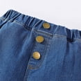 thumbnail image 4 of Girls Flare Jeans Toddler Raw Hem Denim Pants Elastic Waist Wide Leg Slimming Fashion Casual Trousers Little Girl Gift, Sky Blue, 3 Years, 4 of 7