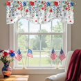 thumbnail image 2 of Independence Day Flower Tie Up Valances Curtain, Adjustable Kitchen Farm Red Blue White Floral Green Leaf Gray Plaid Valances for Windows Rod Pocket Short Curtains Set for Bedroom/Bathroom, 60"x18", 2 of 9