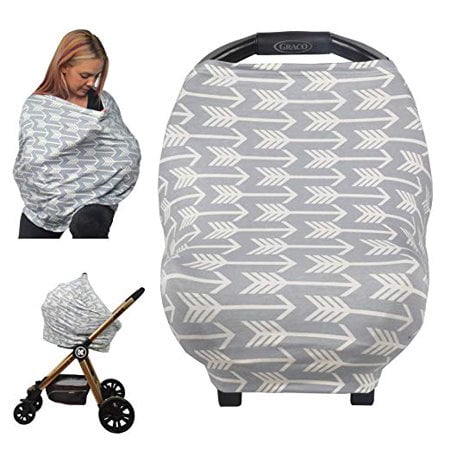 Nursing Cover Breastfeeding Scarf - All-in-1 Multi Use Baby Car Seat Canopy Covers, Stroller Cover, Carseat Canopy for Girls and Boys- Perfect Gift for Pregnant