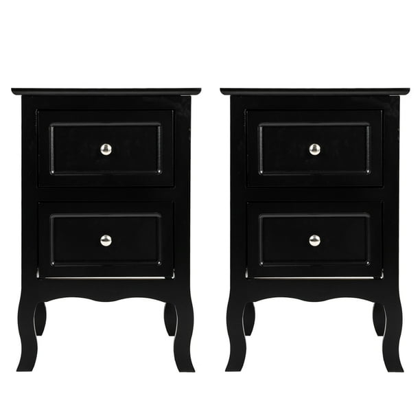 2pcs Nightstands Bingkers Country Style Two Tier Night Table End Tables With Drawers Large Size Walmart Com Walmart Com