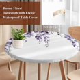 thumbnail image 5 of Round Table Cover 36-44 Inch Purple Eucalyptus Leaves Waterproof Reusable Table Cloth Round Fitted Vinyl Tablecloth with Elastic Edged for Parties Outdoors, Watercolor Summer Botanical, 5 of 9