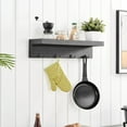 thumbnail image 5 of 25.6" x 5.75" Wall Mounted Entryway Coat Rack with Decorative Ledge Shelf and Hooks Black: Mid-Century Modern Style, 5 of 9