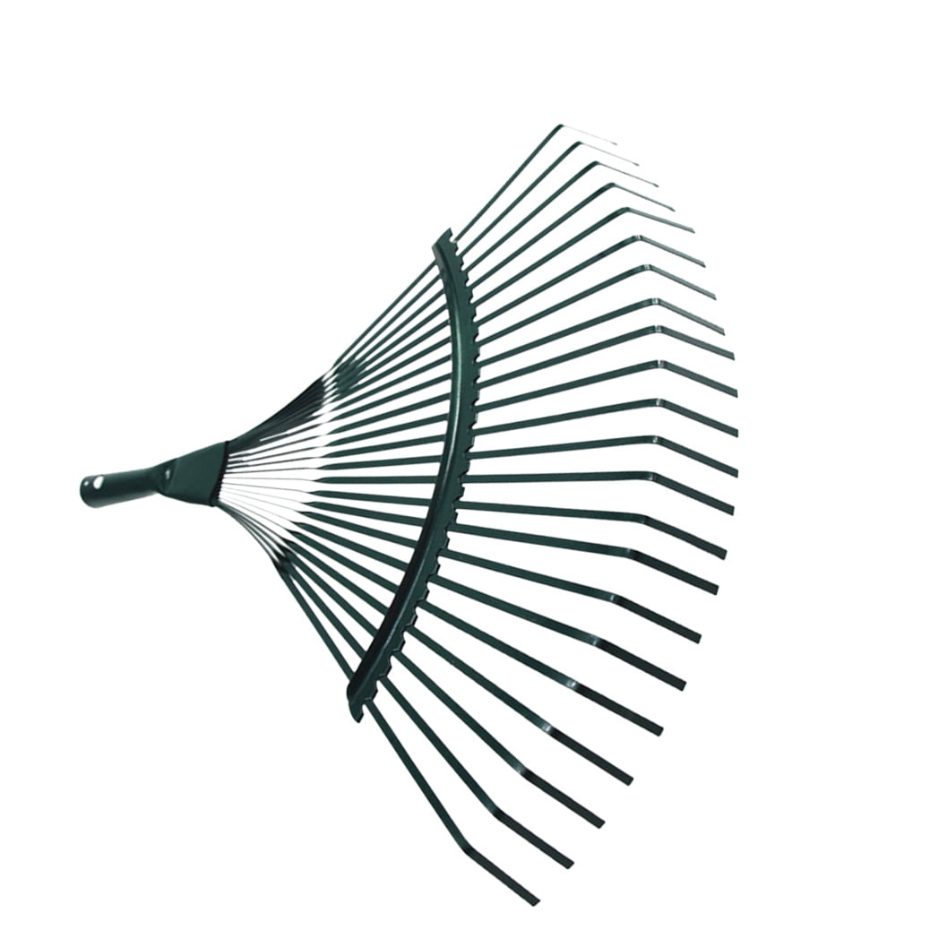 IMIKEYA Garden Rake with Metal Teeth and Green Handle for Efficient Outdoor Yard Debris Cleanup