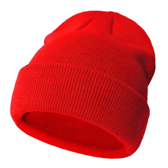 TELOLY Unisex Knit Soft Warm Cuffed Beanie Hat Winter Camo Hats for Kids, Color: Red, Size: 2-6 Years