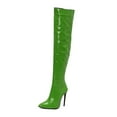 thumbnail image 4 of Over the Knee Boots for Women Shiny Pointed Toe Stiletto (Green 37), 4 of 6