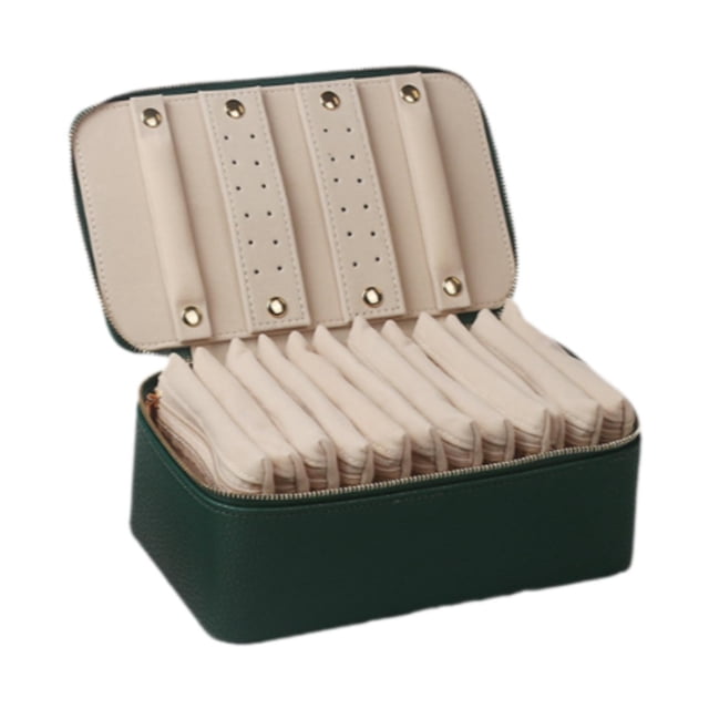 Estuche de viaje para joyas, regalo, joyero para collares, anillos, pendientes, organizador para verde