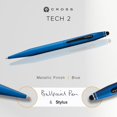 thumbnail image 2 of Cross Tech2 Refillable Ballpoint Pen, Medium Ballpen With Stylus, Includes Premium Gift Box - Metallic Blue, 2 of 7
