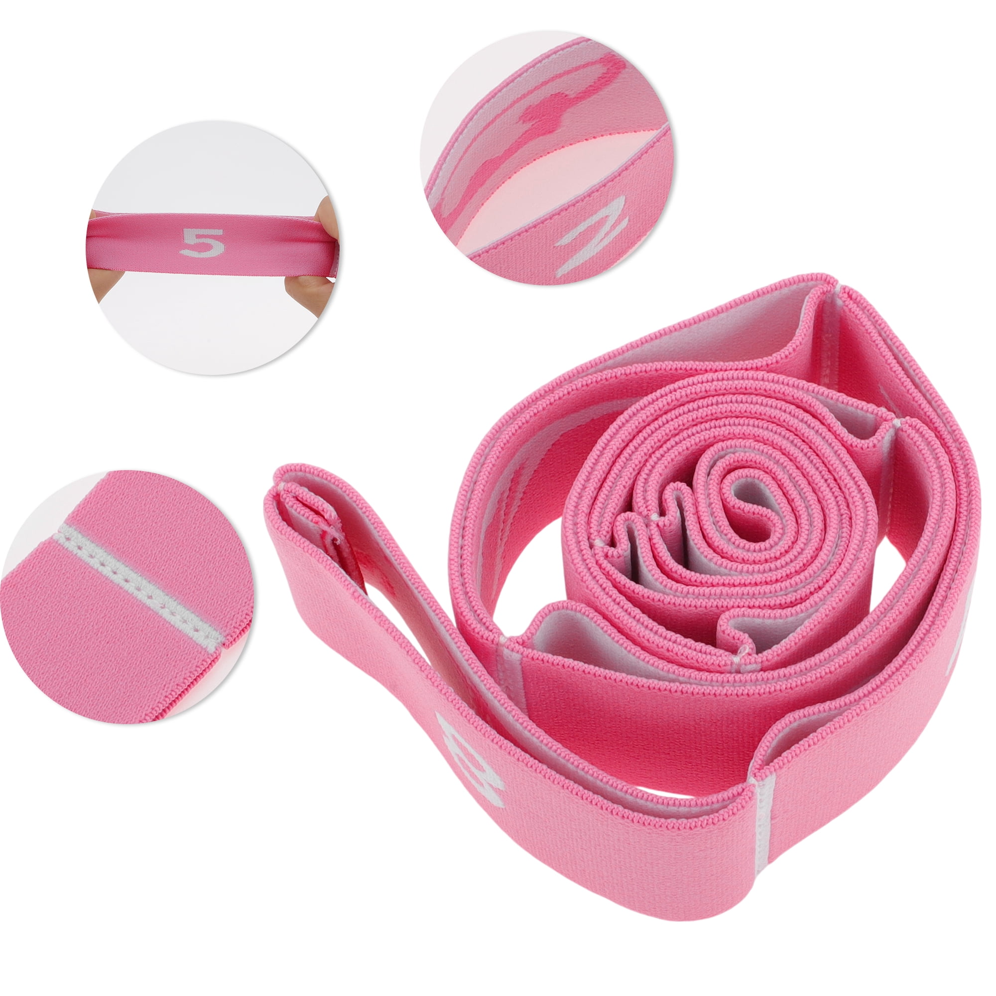 Unique Bargains 1pc Women 8 Grids Yoga Stretch Bands Pink