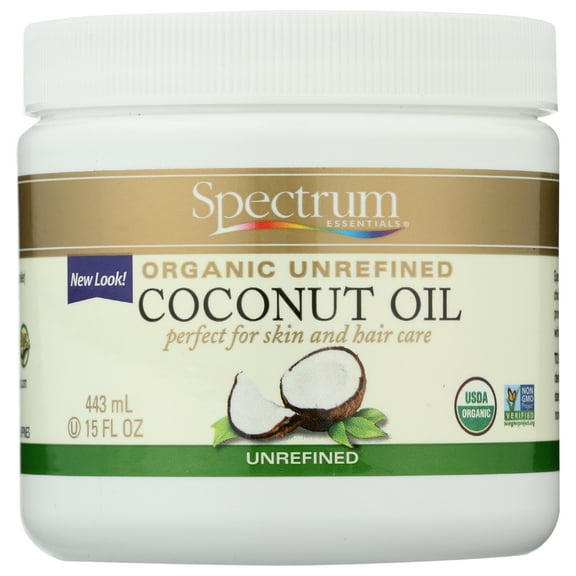 Pack of 3, Spectrum Naturals Organic Unrefined Coconut Oil, 15 fl oz