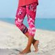 thumbnail image 1 of ICHUANYI Clearance Women's Summer Casual Elastic Waist Printed Cropped Beach Pants(Hot Pink, S) ICHUANYI WER2023080902239, 1 of 5