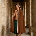 thumbnail image 2 of SAWOBUUN Renaissance Hooded Cloak for Men Women,Halloween Medieval Cape Witch Robe Victorian Suede Cape, 2 of 9