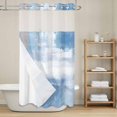 thumbnail image 6 of No Hook Shower Curtain with Snap in Liner, Blue Gradient Abstract Oil Painting Art Waterproof Fabric Bathroom Curtain Mesh Top Window, Graffiti Style Shower Curtains 36x72in, 6 of 9