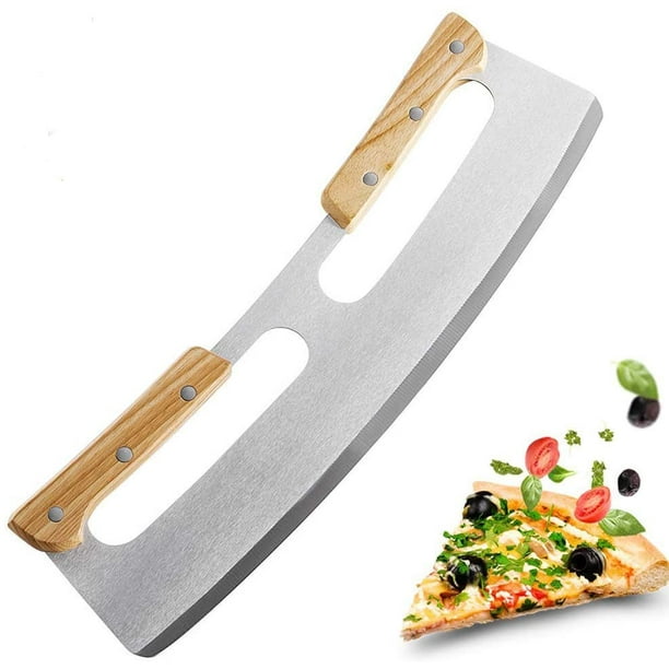 14 Inch Pizza Cutter Rocker Blade Stainless Steel Salad Chopper