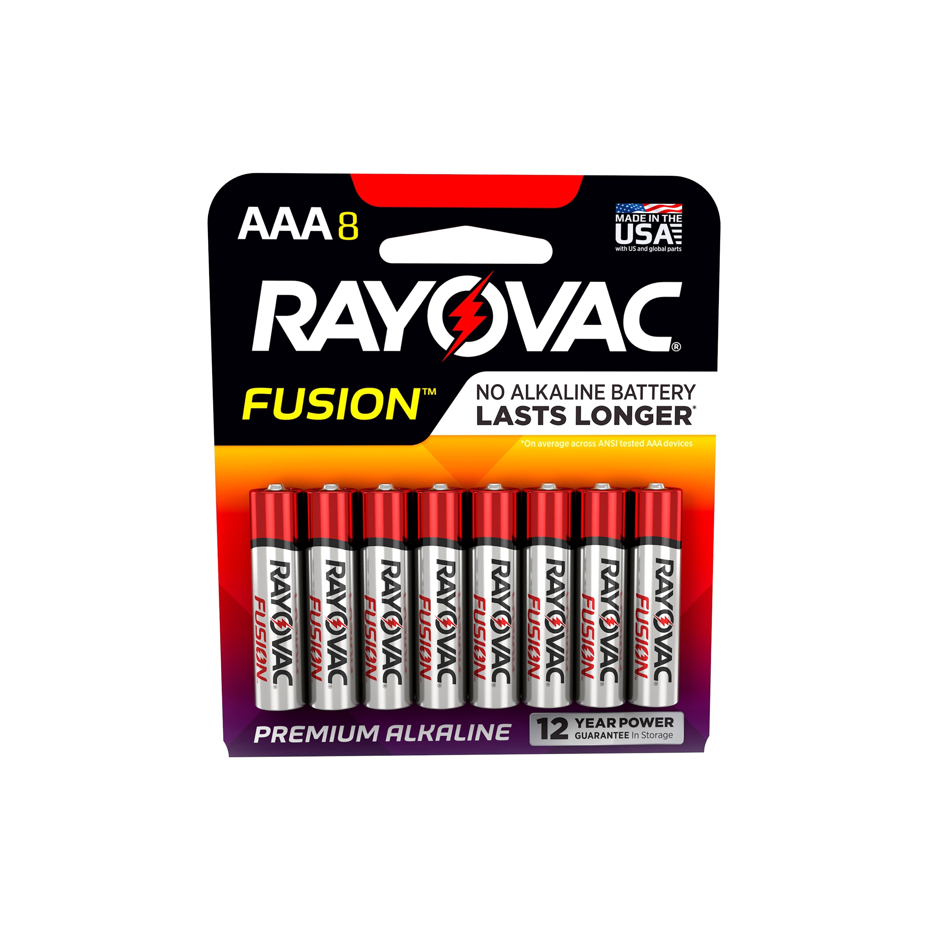 Rayovac FUSION Premium Alkaline, AAA Batteries, 8 Count
