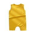 thumbnail image 2 of EQWLJWE Baby Summer Jumpsuit Casual Solid Color Sleeveless Round Neck Soft Comfortable Romper Play Wear (Yellow,6-10 months), 2 of 5