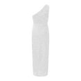 thumbnail image 5 of HXWCHs Elegant Sequin One Shoulder Bodycon Midi Dress Sparkling Evening Formal Attire Party Gown for Women White M, 5 of 6