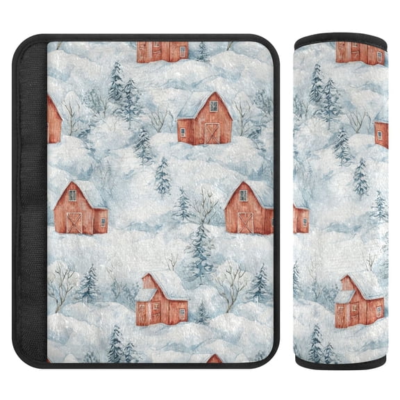 2-Pack Seat Belt Covers with Flannel Seatbelt Shoulder Strap Case Adjustable Straps Soft Padding for Car Watercolor Red Bar Pattern Small