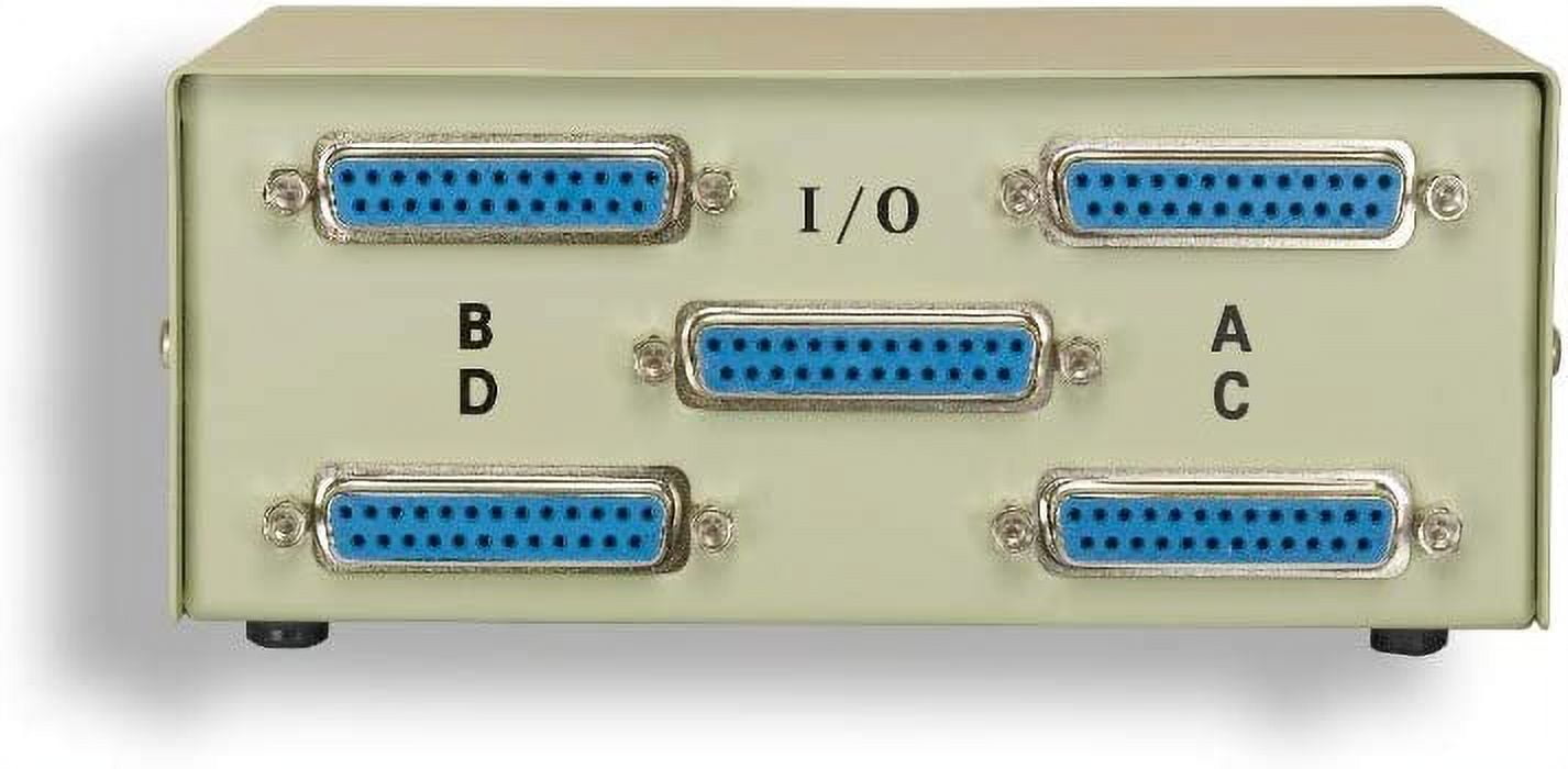 Kentek DB25 4 Way Manual Data Switch Box RS-232 Parallel Serial D