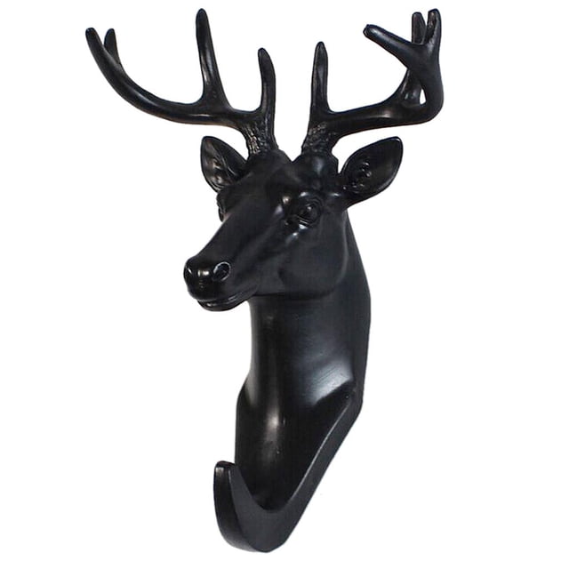 Heavy Duty Deer Head Suspensión En para proteger De Resina Sombrero Bolsas Gancho Negro El 12x10x15cm BLESIY Gancho de resina