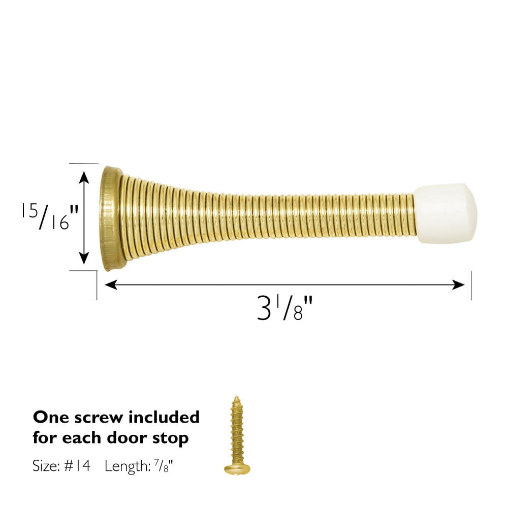 Design House 20-Pack Spring Door Stop Wall Protector with Rubber Tip, Polished Brass