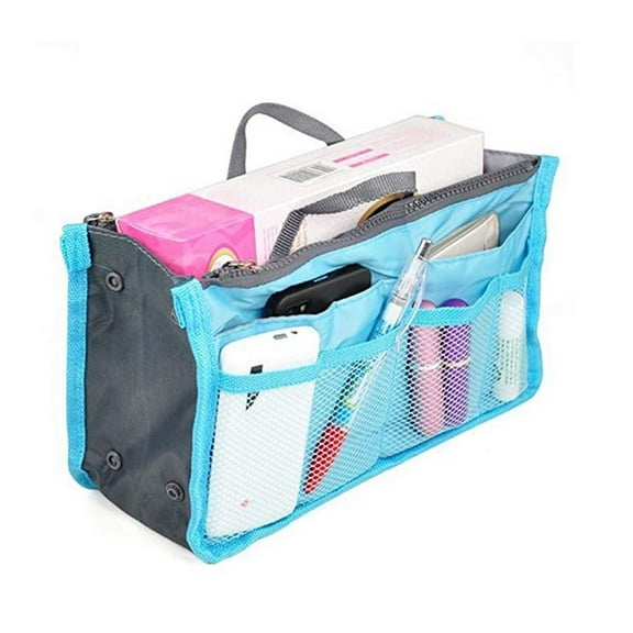 Versatile Multi-Pocket Handbag Organizer Insert for Women - Convenient Travel Purse Liner with Zipper Handles Sky Blue TIKA