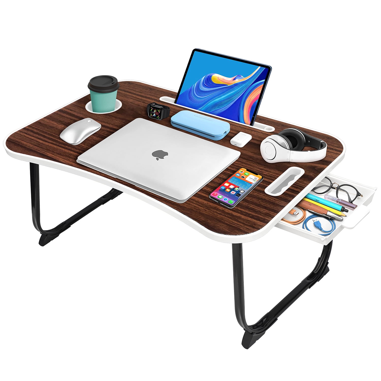 Lv. life 1Pc Adjustable Bamboo Rack Shelf Dormitory Bed Lap Desk Portable  Book Reading Tray Stand, Adjustable Laptop Stand, Laptop Bed Table 