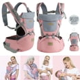 thumbnail image 1 of Portabebés ergonómico 9 en 1, portabebés para el estómago, portabebés para la espalda, 4 posiciones de transporte para recién nacidos, color rosa, 1 of 5