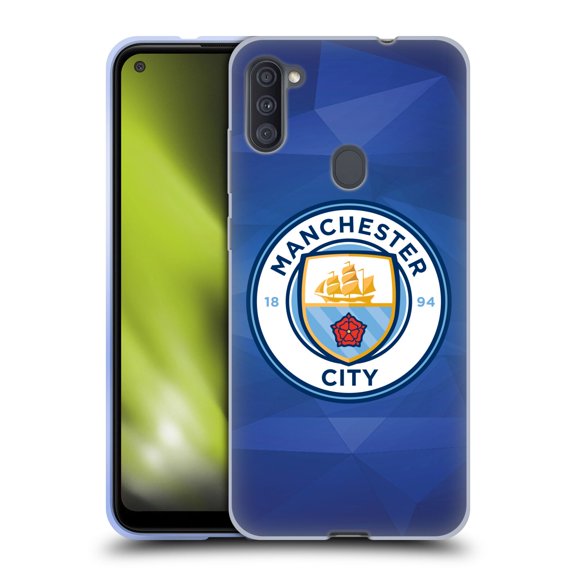 Head Case Designs Officially Licensed Manchester City Man City FC Badge Geometric Obsidian Full Colour Soft Gel Case Compatible with Samsung Galaxy A11 (2020)
